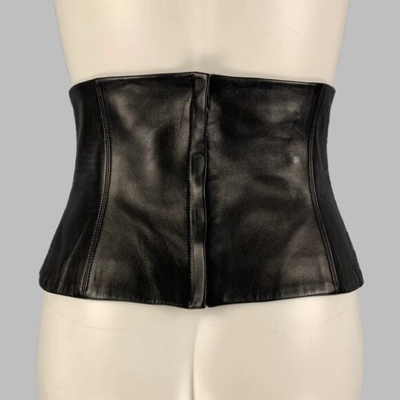 CHANEL FW 2001 Size 6 Black Leather Silk Belt - Picture 3 of 5